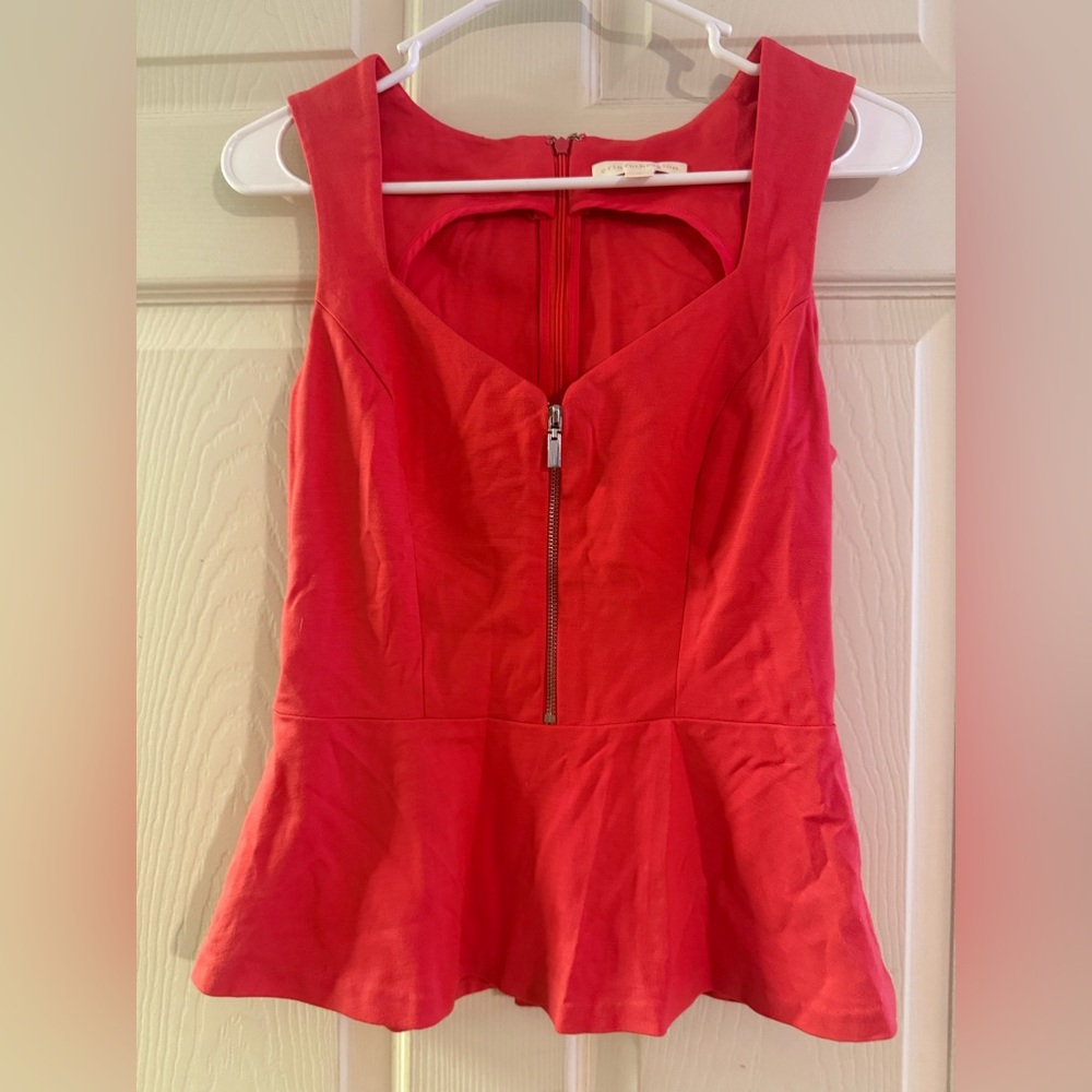 Chic Red Sleeveless Peplum Top
